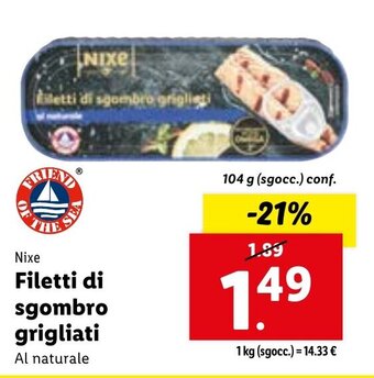 Lidl Nixe Filetti di sgombro grigliati 104 g (sgocc.) conf. offerta