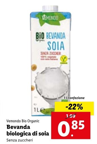 Lidl Vemondo Bio Organic Bevanda biologica di soia 1 l confezione offerta