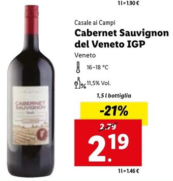 Casale ai Campi Cabernet Sauvignon del Veneto IGP 1,5 l bottiglia