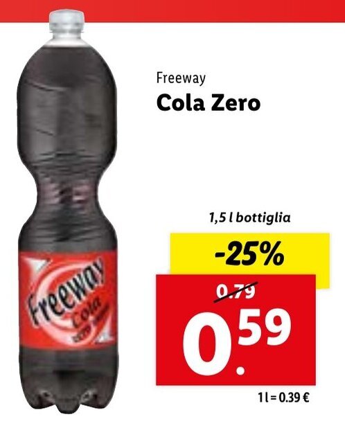 Freeway Cola Zero 1,5 l bottiglia offerta di Lidl