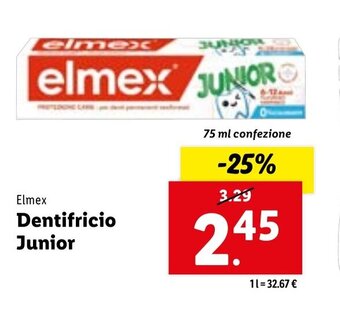 Lidl Elmex Dentifricio Junior 75 ml confezione offerta
