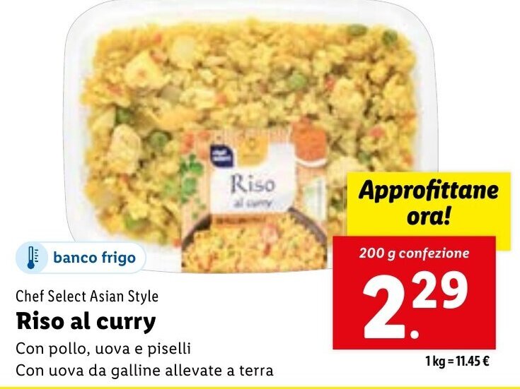Lidl Chef Select Asian Style Riso al curry 200 g confezione offerta