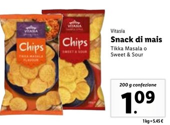 Lidl Vitasia Snack di mais 200 g confezione offerta