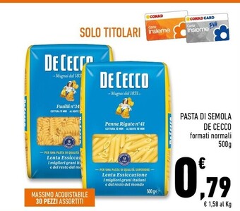 Conad Superstore De cecco pasta di semola offerta