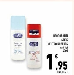 Conad Superstore Neutro roberts deodoranti stick offerta