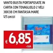 Famila Superstore Vanto busta portaposate in carta con tovagliolo 2 veli 38x38 cm fantasia mare offerta