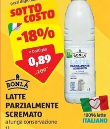 ALDI Bonlà latte parzialmente scremato offerta
