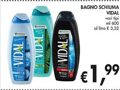 Coal Vidal bagno schiuma offerta