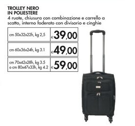 Bennet Trolley nero in poliestere offerta