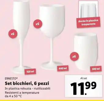 Lidl ERNESTOⓇ Set bicchieri, 6 pezzi offerta