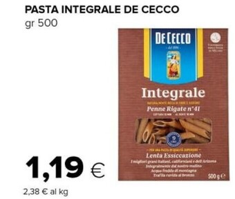Tigre De cecco pasta integrale offerta
