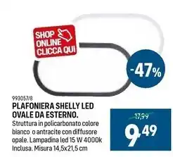 Cfadda Plafoniera shelly led ovale da esterno. offerta