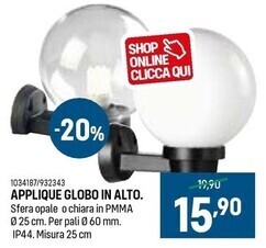 Cfadda Applique globo in alto offerta