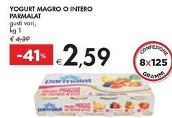 Bennet Parmalat yogurt magro o intero offerta