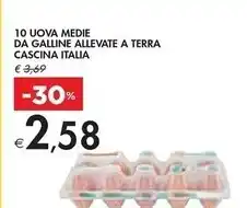 Cascina italia 10 uova medie da galline allevate a terra