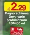 Dove bagno schiuma varie profumazioni 450/400 ml