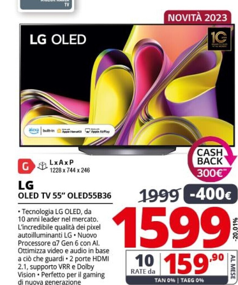 Comet Lg oled tv 55 oled55b36 offerta