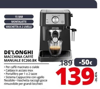 De longhi macchina caffè manuale ec260.bk