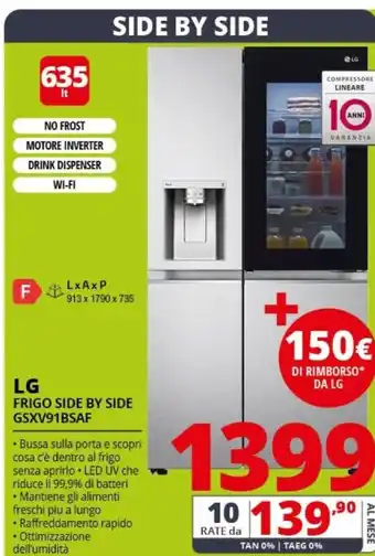Lg frigo side by side gsxv91bsaf