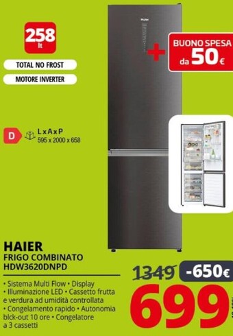 Comet Haier frigo combinato hdw3620dnpd offerta