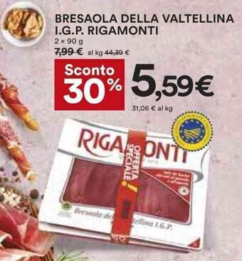Coop BRESAOLA DELLA VALTELLINA I.G.P. RIGAMONTI 2 x 90 g offerta