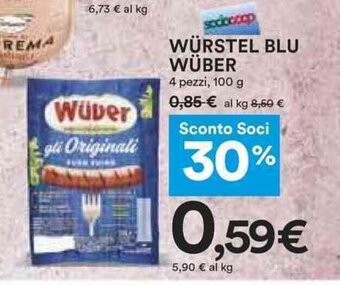 Coop WÜRSTEL BLU WÜBER 4 pezzi, 100 g offerta