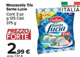 Carrefour Market Galbani mozzarella tris santa lucia offerta