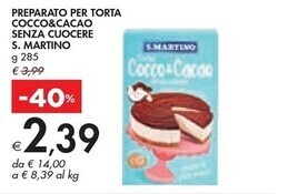 Bennet San martino preparato per torta cocco & cacao senza cuocere offerta