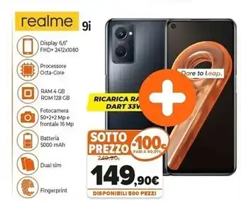 Expert Realme 9i 16,8 cm (6.6) doppia sim android 11 4g usb tipo-c 4 gb 128 gb 5000 mah nero offerta
