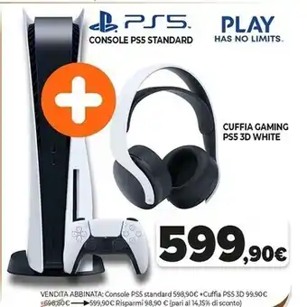 Expert Sony console ps5 standard + cuffia gaming ps5 3d white offerta