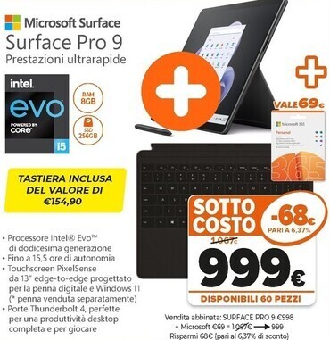 Expert Microsoft surface pro 9 33 cm (13) intel® core™ i5 wi-fi 6 (802.11ax) windows 11 home offerta
