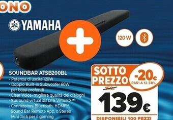Expert Yamaha soundbar atsb200bl offerta