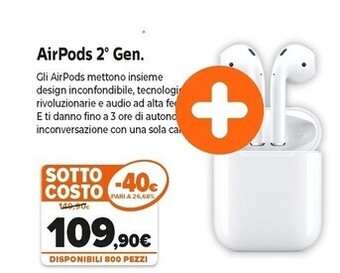 Expert Apple airpods (2nd generation) airpods con custodia di ricarica wireless offerta