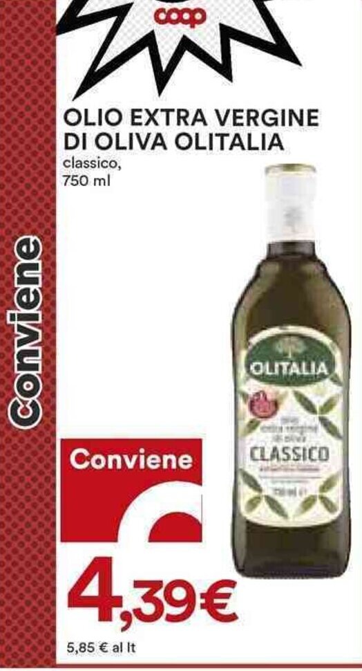 Coop OLIO EXTRA VERGINE DI OLIVA OLITALIA 750 ml offerta