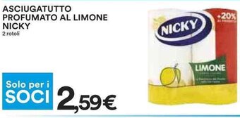 Coop ASCIUGATUTTO PROFUMATO AL LIMONE NICKY 2 rotoli offerta