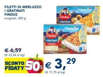 Esselunga FILETTI DI MERLUZZO I GRATINATI Findus 280 g offerta