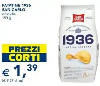 Esselunga PATATINE 1936 SAN CARLO 150 g offerta