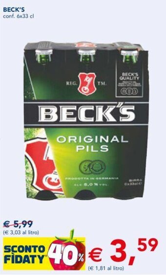 Esselunga BECK'S conf. 6x33 cl offerta