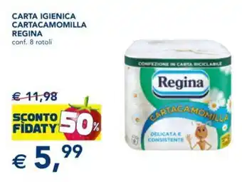 Esselunga CARTA IGIENICA CARTACAMOMILLA REGINA conf. 8 rotoli offerta