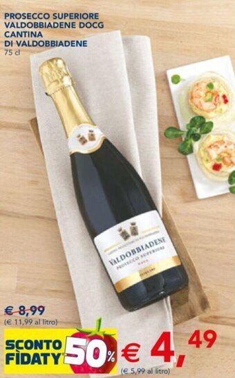 Esselunga PROSECCO SUPERIORE VALDOBBIADENE DOCG CANTINA DI VALDOBBIADENE 75 cl offerta