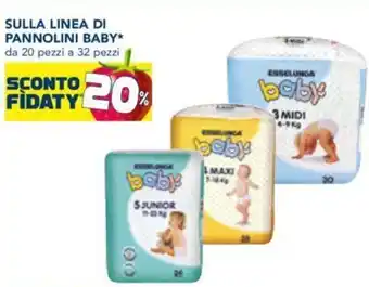 Esselunga SULLA LINEA DI PANNOLINI BABY* da 20 pezzi a 32 pezzi offerta