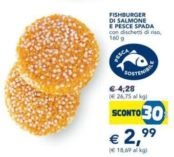 Esselunga FISHBURGER DI SALMONE E PESCE SPADA con dischetti di riso, 160 g offerta