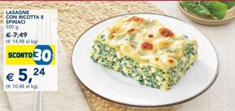 Esselunga LASAGNE CON RICOTTA E SPINACI 500 g offerta