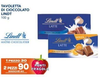Esselunga TAVOLETTA DI CIOCCOLATO LINDT 100 g offerta