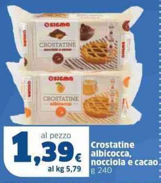 Ok Sigma Crostatine albicocca, nocciola e cacao. g 240 offerta