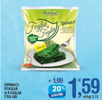 Qui Discount SPINACI FOGLIA A FOGLIA 750 GR offerta