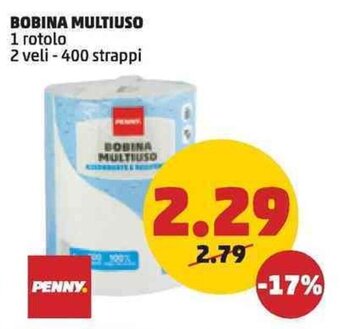 PENNY BOBINA MULTIUSO 1 rotolo 2 veli - 400 strappi offerta