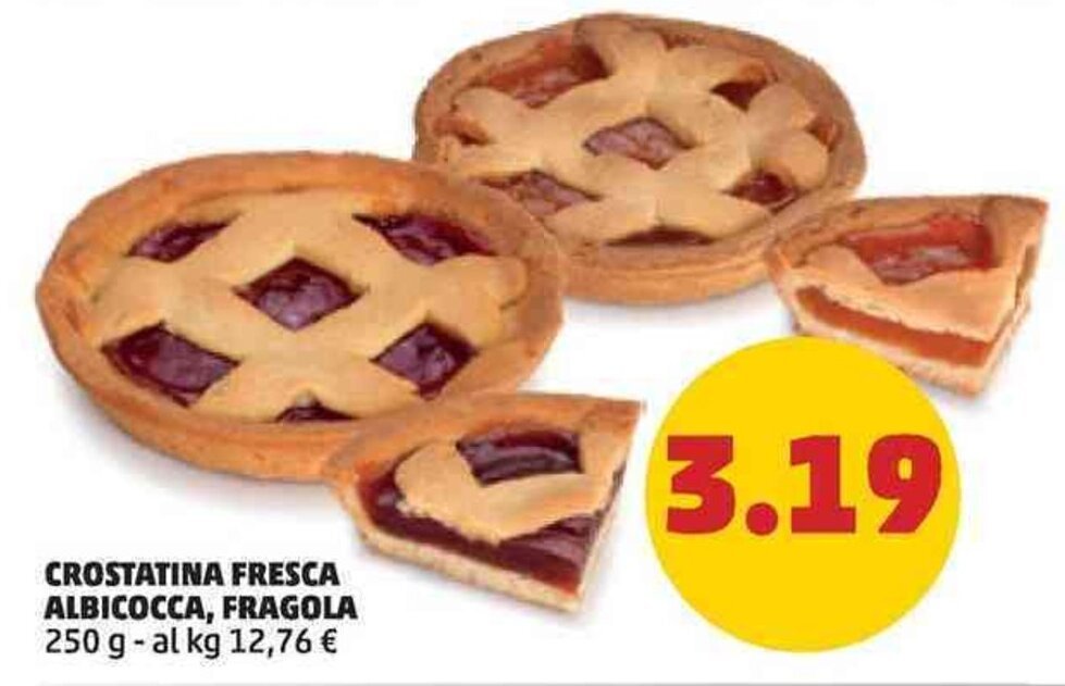 PENNY CROSTATINA FRESCA ALBICOCCA, FRAGOLA 250 g offerta