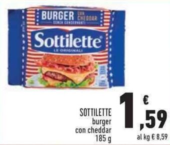 Conad SOTTILETTE burger con cheddar 185 g offerta