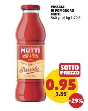 PENNY PASSATA DI POMODORO MUTTI 560 g offerta